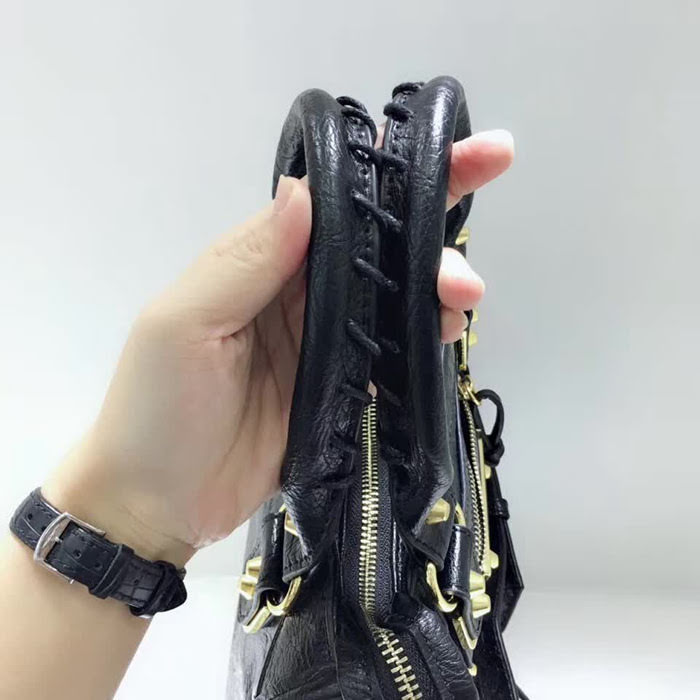 BALENCIAG巴黎世家 Balenciaga city S 平金 23cm 限量的爆裂紋羊皮 手提肩背斜挎包  BL1752